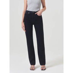 Agolde 90's Pinch Waist High Rise Straight Leg Jeans Black
